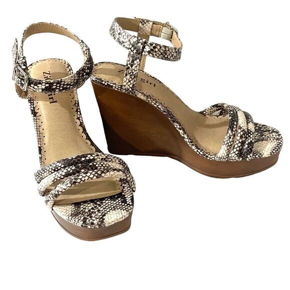ZiGi Faux Snakeskin Wedge Sandals - Picture 4 of 8